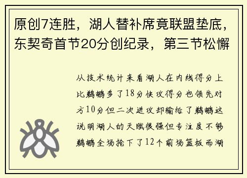 原创7连胜，湖人替补席竟联盟垫底，东契奇首节20分创纪录，第三节松懈险遭大逆转